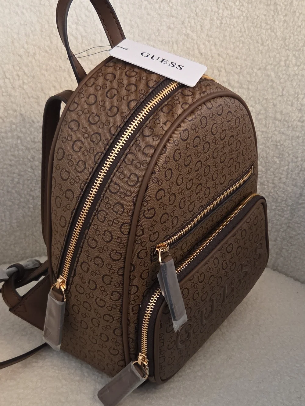 GUESS Brown Logo Mini Backpack - Compact Men’s Bag